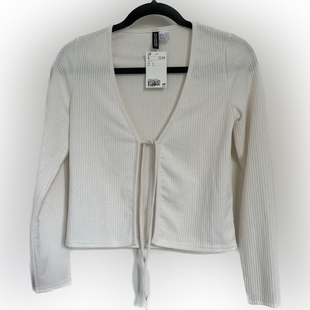 H&M Divided Ribbed Tie Front Cardigan